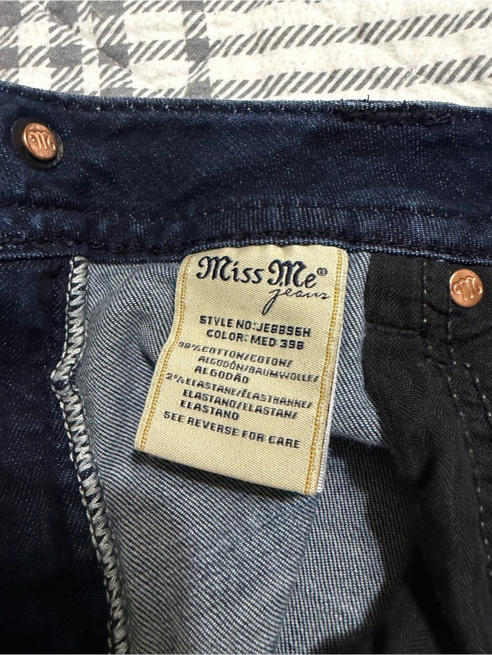 Miss Me Distressed Embellished Blue Denim Shorts - Picture 8 of 9